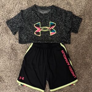 Under Armour Black and Neon Speckled Active Set